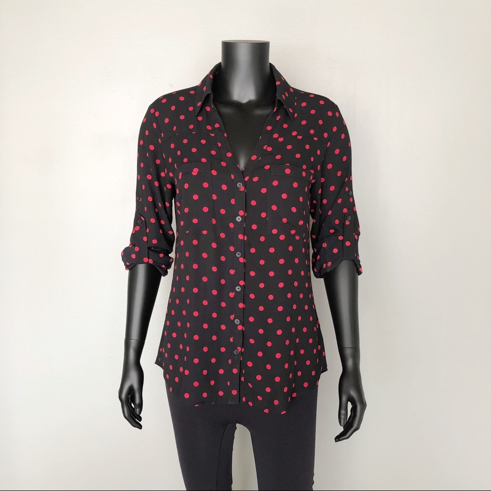 Express Polkadot Portofino Button Down Shirt